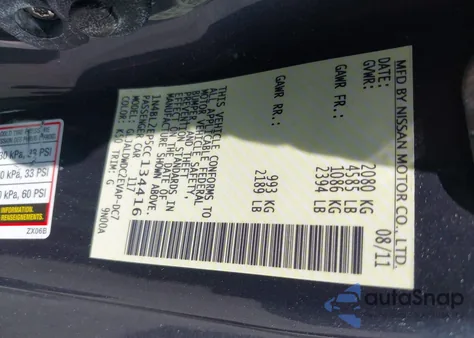 2012 Nissan Altima 3.5 Sr from USA, damaged, VIN 1N4BL2EP5CC134416